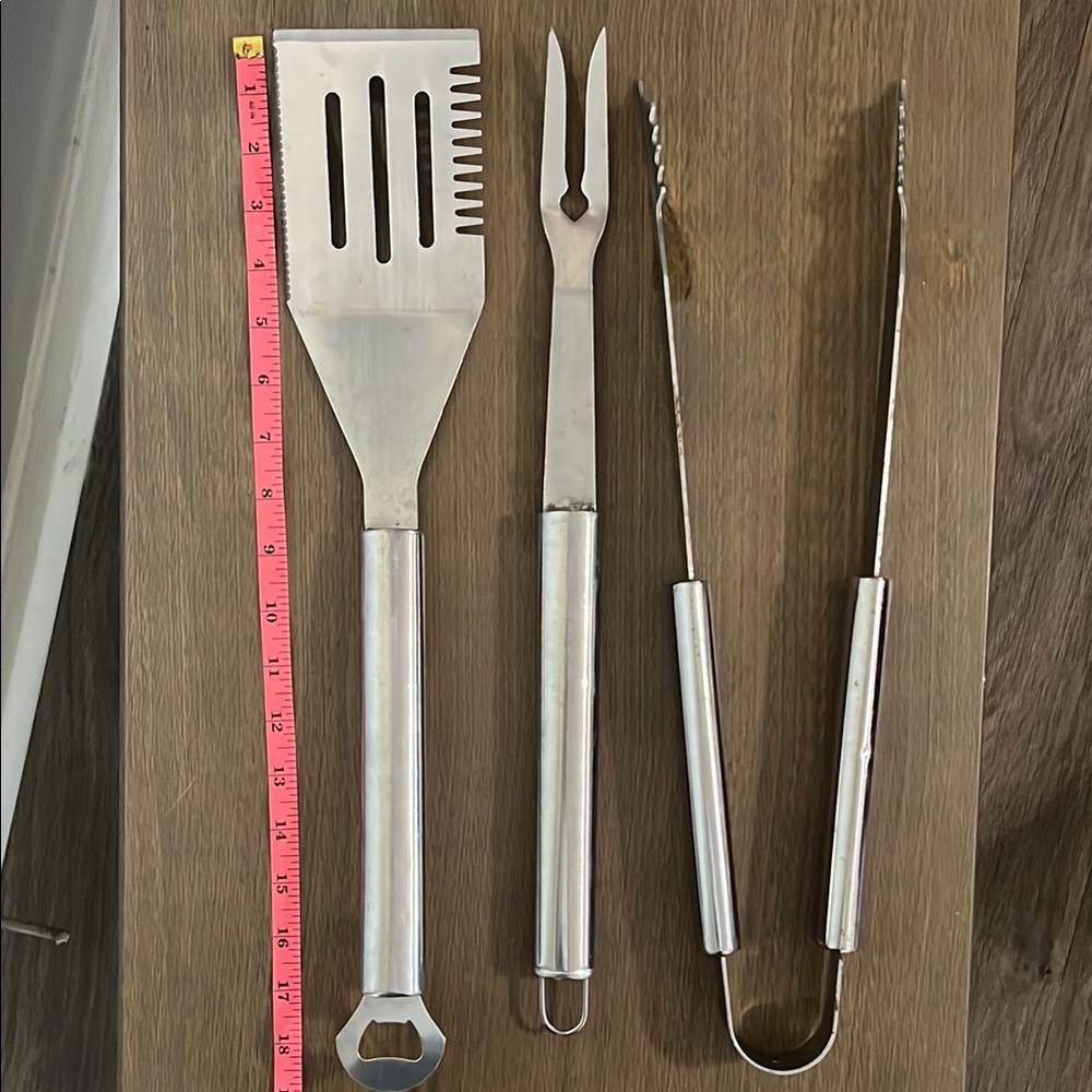 3-pc stainless grilling utensil set